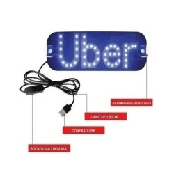 Placa Para Carro Led Letreiro Motorista De Aplicativo Uber
